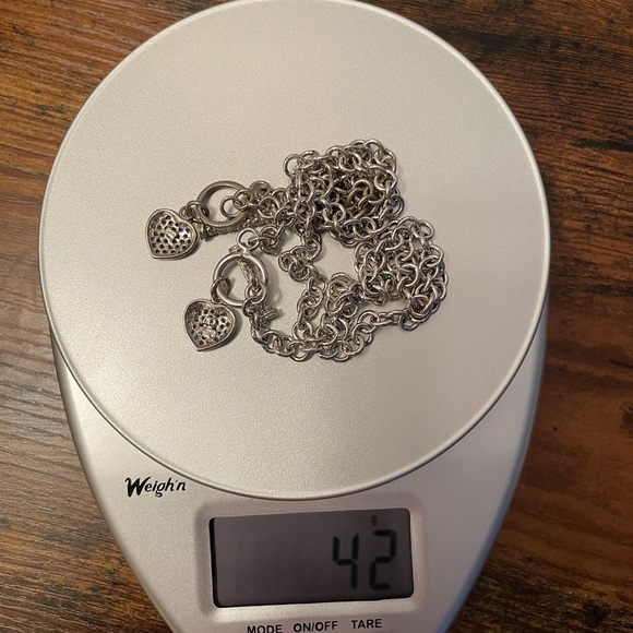 Rhodium plated silver necklace and bracelet set CZ sold as is - Picture 3 of 5